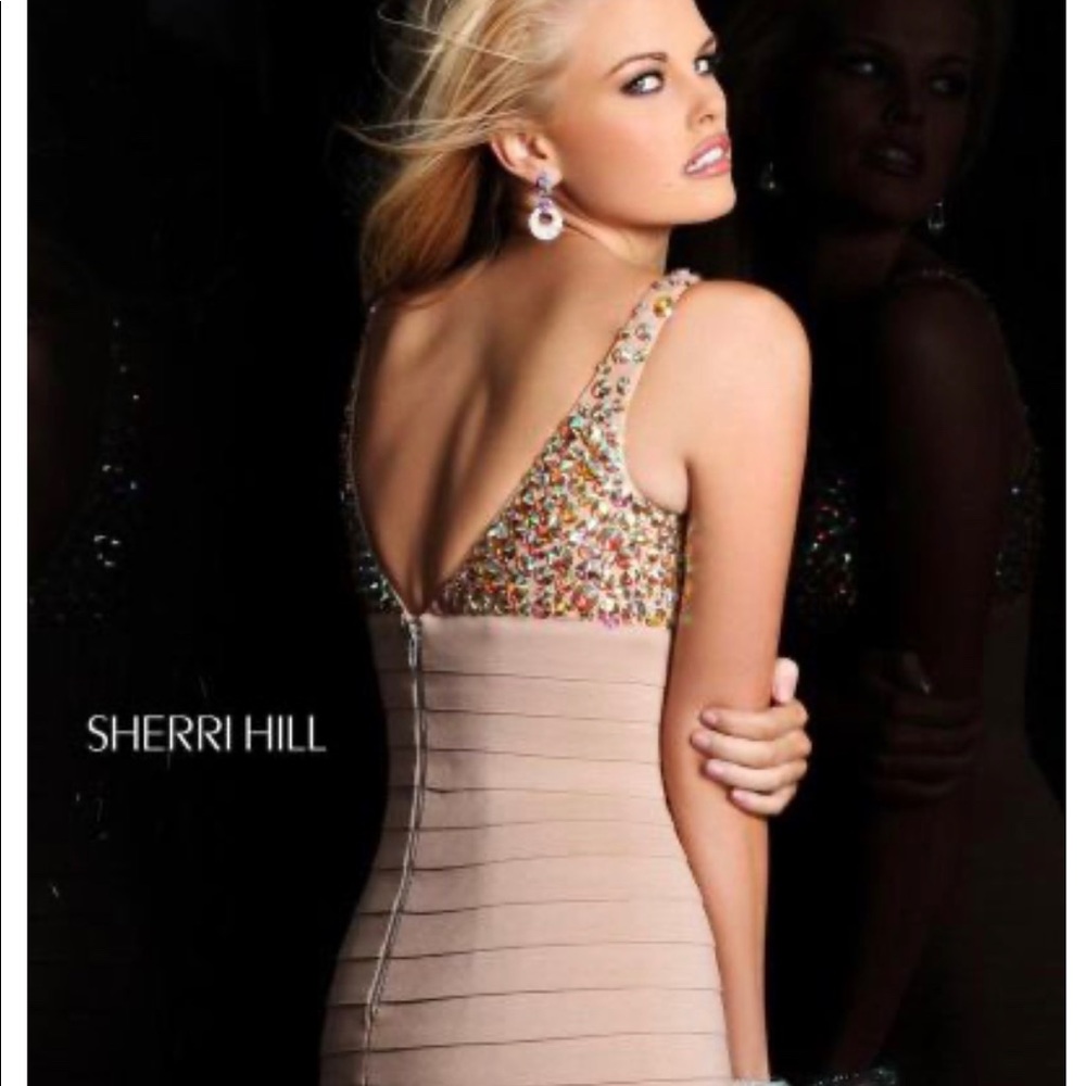Sherri Hill  Y2K nude bandage cocktail dress size 2
